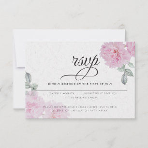 Cartão RSVP Papel-arroz cor-de-rosa romântico Barefoot Bride™