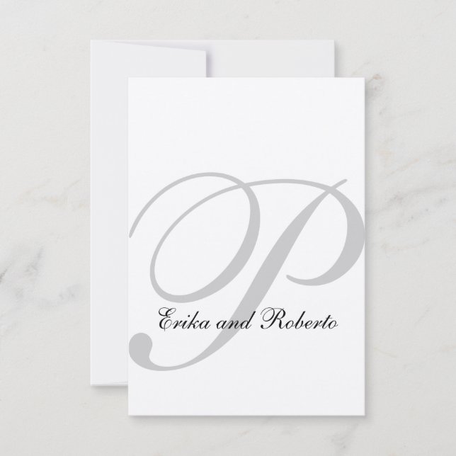 Cartão RSVP Papel de Champanhe metálico Monograma Casamento RS (Frente)