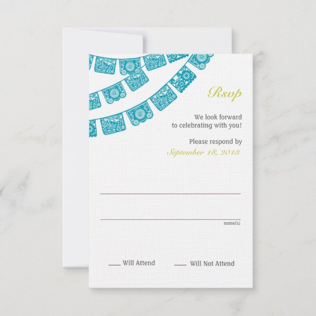 Cartão RSVP Papel Picado Confirma Casamento (Frente)