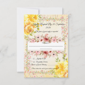 Cartão RSVP Papelaria de Casamento Pastel Romântico