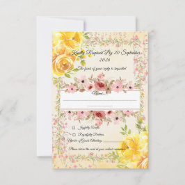 Cartão RSVP Papelaria de Casamento Romântico Pastel