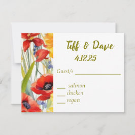 Cartão RSVP Papoulas bonitas personalizáveis