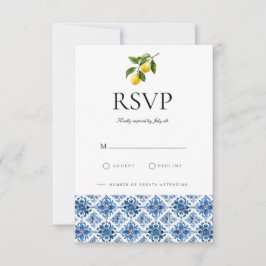 Cartão RSVP para Azulejos de limão mediterrânico