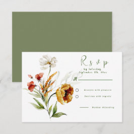 Cartão RSVP para Casamentos Florais de Aquarela Ne