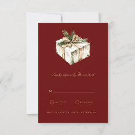 Cartão RSVP para Decoração Vermelha do Natal Elega