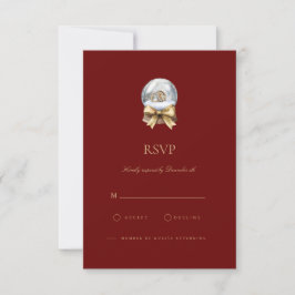 Cartão RSVP para Decoração Vermelha do Natal Elega