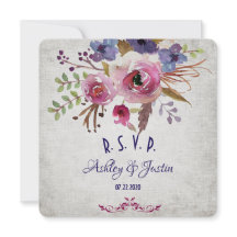 Cartão RSVP para Flores de Aquarela de Casamento E