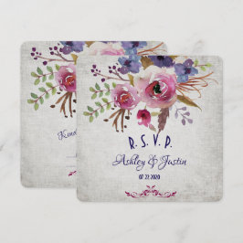 Cartão RSVP para Flores de Aquarela de Casamento E