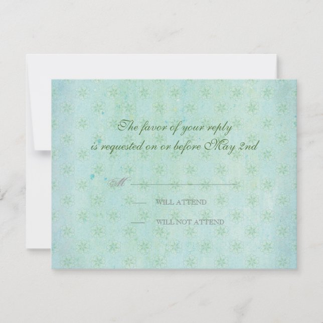 Cartão RSVP Paradise Love Birds Modern Floral Swirl Damask (Frente)