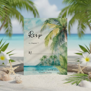 Cartão RSVP Paradise Palms Tropical Beach Weding