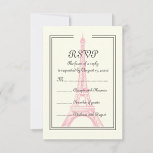 Cartão RSVP Paris que wedding a torre Eiffel cor-de-rosa no