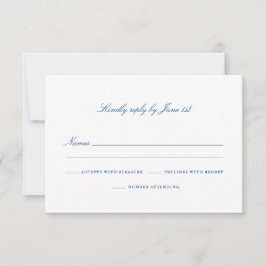 Cartão RSVP Participação no Número Azul do Marinho Elegante