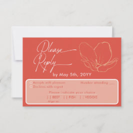 Cartão RSVP Participação vermelha moderna em toranja e escolha