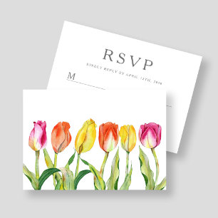 Cartão RSVP Páscoa de Tulipas de Aquarelas Florais Coloridas