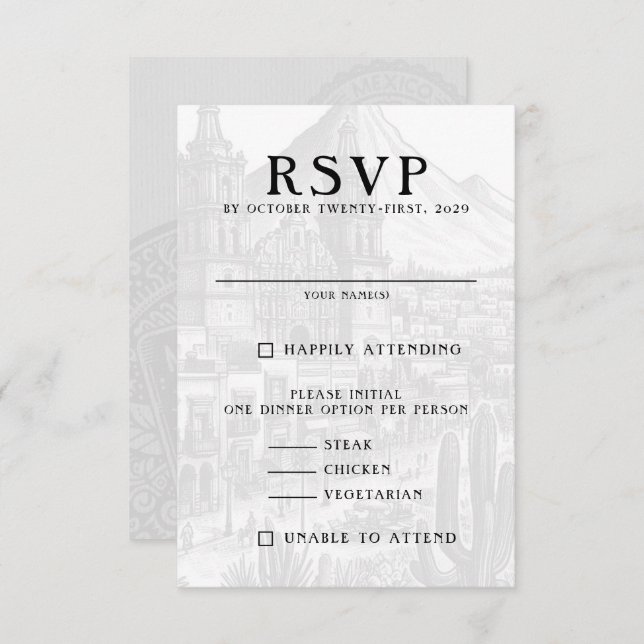 Cartão RSVP Passaporte do México (Frente/Verso)