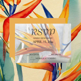 Cartão RSVP Pássaro Tropical do Casamento Floral do Paraíso