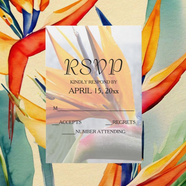 Cartão RSVP Pássaro Tropical do Casamento Floral do Paraíso (In Situ Wedding)