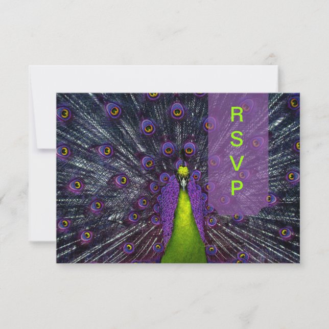 Cartão RSVP Pasta de Peacock PixDezines (Frente)