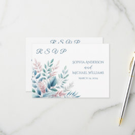 Cartão RSVP Pastel Botânico-RSVP-Casamento- Cartão-postal