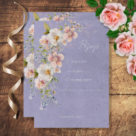 Cartão RSVP Pastel Floral Modern Purple Weding