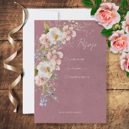 Cartão RSVP Pastel Floral Moderno Casamento Rosa
