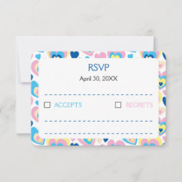Cartão RSVP Pastel Hearts.