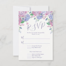 Cartão RSVP Pastel Hydrangeas Floral Weding
