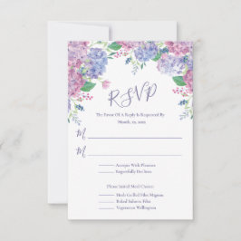 Cartão RSVP Pastel Hydrangeas Floral Weding