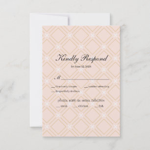 Cartão RSVP Pastel Peach e Geométrico Dourado