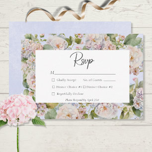 Cartão RSVP Pastel Russo Hydrangea Monograma Floral Periwinkle