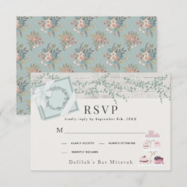 Cartão RSVP Patisserie Paris Green Bat Mitzvah