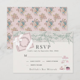 Cartão RSVP Patisserie Paris Pink Bat Mitzvah