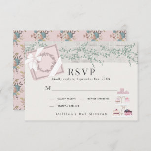 Cartão RSVP Patisserie Paris Pink Bat Mitzvah