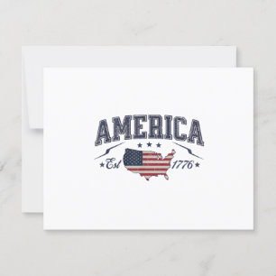 Cartão RSVP Patriotic American Flag USA Est 1776 4th de julho 