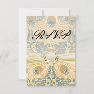 Cartão RSVP pavão art nouveau