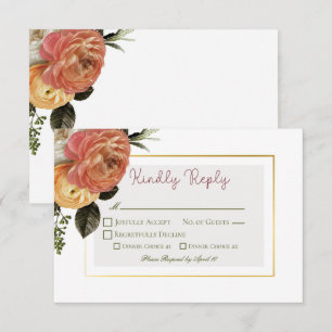 Cartão RSVP Peach Mimosa Blooms Casamento Floral