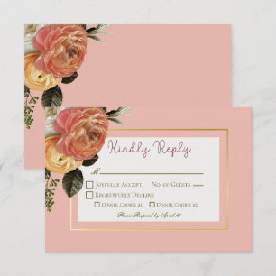 Cartão RSVP Peach Mimosa Blooms Casamento Floral