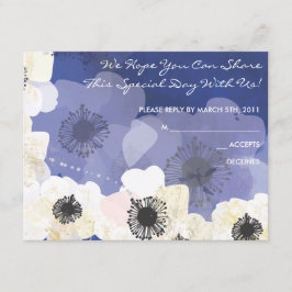 Cartão RSVP Peacock & Anemone Flowers Bat Mitzvah REPLICAR CAR