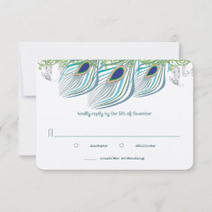Cartão RSVP Peacock Vintage 3 Penas Obrigado