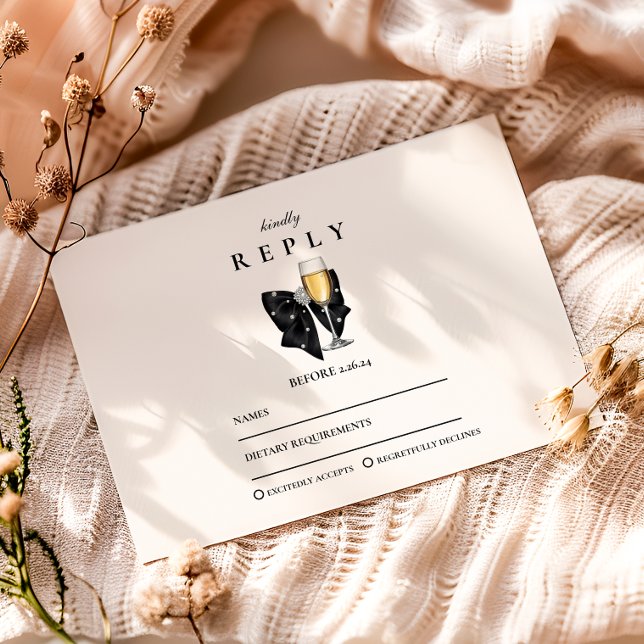 Cartão RSVP Pearl Champagne Glass Graduation (Criador carregado)