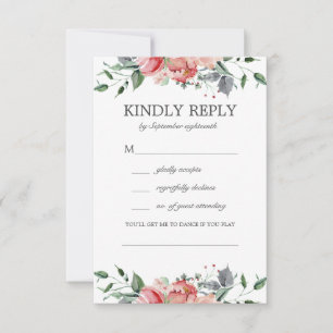 Cartão RSVP Pedido de Música Casamento Rosa Elegante Elizabeth