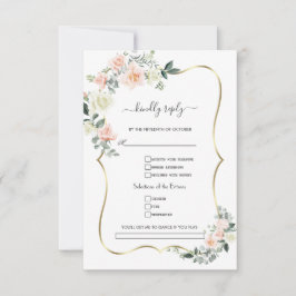 Cartão RSVP Pedido de Música de Casamento Flores Brancas Rosad