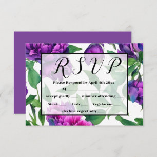 Cartão RSVP Pentes de cor-de-água magenta magenta roxa românti