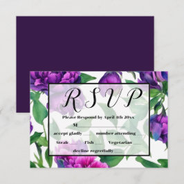 Cartão RSVP Pentes de cor-de-água magenta magenta roxa românti