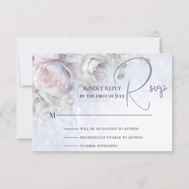 Cartão RSVP Peônias Pastel Floral  (Frente)
