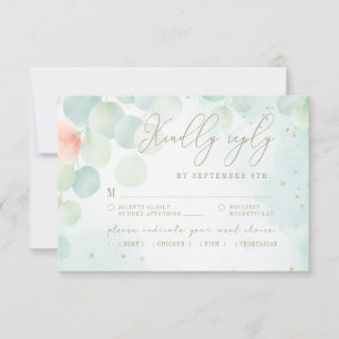 Cartão RSVP Peony Eucalyptus Greenery Monograma Escolha das Re