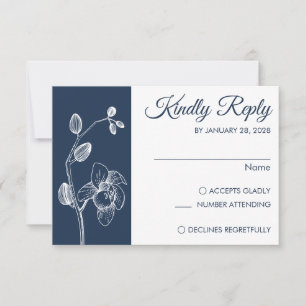 Cartão RSVP Pequenas orquídeas elegantes florais minimalistas