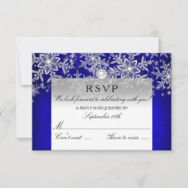Cartão RSVP Pérola de Cristal Azul Floco de Neve Prata Inverno