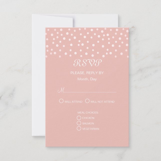 Cartão RSVP Pérolas em Casamento de Ouro Rosé (Frente)