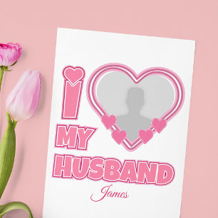 Cartão RSVP Personalizado Eu Amo Meu Marido - Adicionar Fotogr